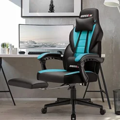 BOSSIN Gaming Chair, Leather Computer Desk Chair With Footrest And Headrest, Ergonomic Heavy Duty Design, Large Size High-Back E-Sports, Big And Tall Gaming Chair -Amazon Basics Furniture Shop 51TyEsgjgxS