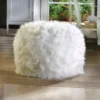 GENERIC WHITE Fuzzy Furry Footstool Floor Pillow Cushion Seat Fabric Bean Bag Ottoman POUF