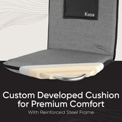 Kuya Japanese Floor Chair With Back Support - Premium Floor Seating For Adults & Kids - Meditation Cushion W/Adjustable Fully Folding Backrest & Premium Linen Washable Cover - Easy Clean Nylon Bottom