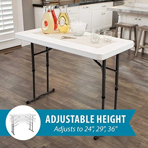 LIFETIME 80160 Commercial Height Adjustable Folding Utility Table, 4 Feet, White Granite 3 LIFETIME 80160 Commercial Height Adjustable Folding Utility Table, 4 Feet, White Granite - Image 3