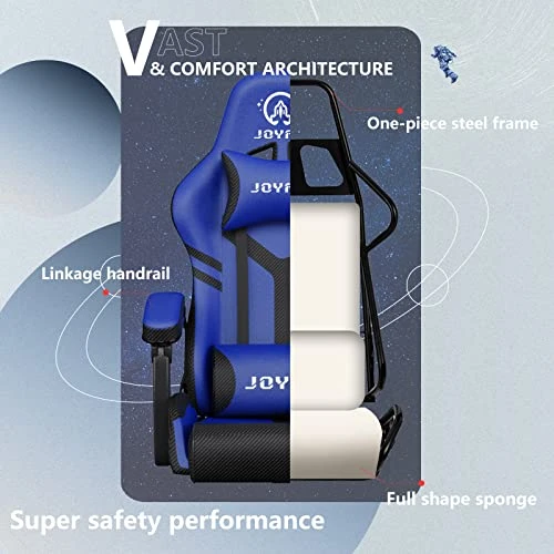 JOYFLY Gaming Chairs For Adults Gaming Chair Gamer Chair Ergonomic Reclining PC Chair With High Back, Headrest, And Lumbar Support(Blue) 2 JOYFLY Gaming Chairs For Adults Gaming Chair Gamer Chair Ergonomic Reclining PC Chair With High Back, Headrest, And Lumbar Support(Blue) - Image 2