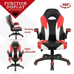 Homall Gaming Office Computer Racing Desk Ergonomic High Back Adjustable Swivel PU Leather Executive Chair For Adults With Flip Up Padded Arms (Red) -Amazon Basics Furniture Shop 51Uo2JAcGxL