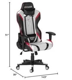Homall Gaming Racing Office High Back PU Leather Chair Computer Desk / Video Game Chair Ergonomic Swivel Chair With Headrest And Lumbar Support (Black&White) -Amazon Basics Furniture Shop 51UtxDlfWdL