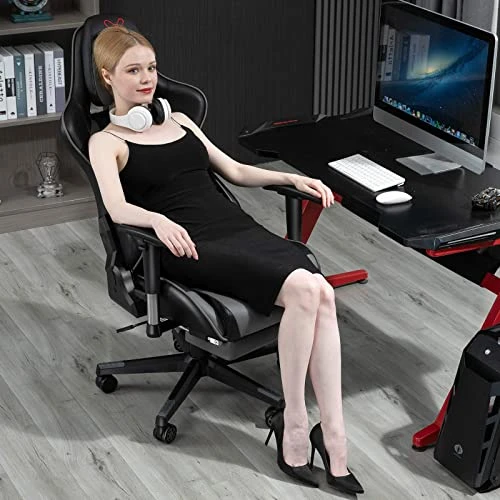 WQSLHX Gaming Chair With Massage And Footrest, Swivel Reclinable Gamer Chair With Armrest, Height Adjustable Computer Chair, Racing Style Office Game Chair For Adults, Gray 2 WQSLHX Gaming Chair With Massage And Footrest, Swivel Reclinable Gamer Chair With Armrest, Height Adjustable Computer Chair, Racing Style Office Game Chair For Adults, Gray - Image 2
