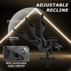 Furmax Video Gaming Chair Ergonomic PC Computer Office Chair Racing Leather Adjustable Swivel Chair with Headrest and Lumbar Support for Adults (Black) 10 Furmax Video Gaming Chair Ergonomic PC Computer Office Chair Racing Leather Adjustable Swivel Chair with Headrest and Lumbar Support for Adults (Black) -Amazon Basics Furniture Shop 51WTr1TKvUL