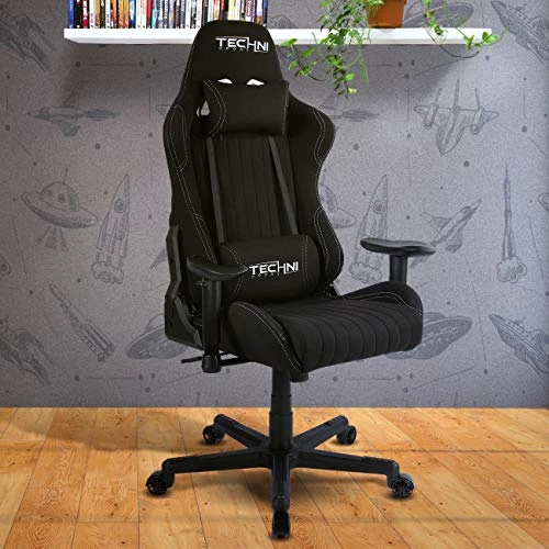 Techni Sport High Back Racing Chair With Foam Seat And Padded Arms, Reclining Gaming Chair With Height And Tilt Adjustment, Black 2 Techni Sport High Back Racing Chair With Foam Seat And Padded Arms, Reclining Gaming Chair With Height And Tilt Adjustment, Black - Image 2