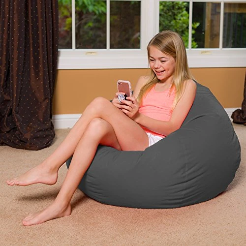 Big Comfy Bean Bag Chair: Posh Large Beanbag Chairs With Removable Cover For Kids, Teens And Adults - Polyester Cloth Puff Sack Lounger Furniture For All Ages - 27 Inch - Heather Gray 2 Big Comfy Bean Bag Chair: Posh Large Beanbag Chairs With Removable Cover For Kids, Teens And Adults - Polyester Cloth Puff Sack Lounger Furniture For All Ages - 27 Inch - Heather Gray - Image 2