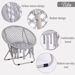 Tiita Saucer Chair, Round Cozy Chairs With Folding Metal Frame, Handmade Knitted Mesh, Comfy Moon Chair For Bedroom, Living Room Dorm Rooms, Garden And Courtyard 10 Tiita Saucer Chair, Round Cozy Chairs With Folding Metal Frame, Handmade Knitted Mesh, Comfy Moon Chair For Bedroom, Living Room Dorm Rooms, Garden And Courtyard -Amazon Basics Furniture Shop 51WrVaoQ0mL