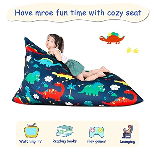 Jorbest Stuffed Animal Storage Bean Bag Chair For Kids And Adults, Bean Bag Stuffed Animal Storage, Dinosaur Bean Bag Chair Cover For Kids, Dinosaur Bean Bag - Cover ONLY (200L/52 Gal) 3 Jorbest Stuffed Animal Storage Bean Bag Chair For Kids And Adults, Bean Bag Stuffed Animal Storage, Dinosaur Bean Bag Chair Cover For Kids, Dinosaur Bean Bag - Cover ONLY (200L/52 Gal) - Image 3