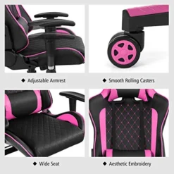 Goplus Massage Gaming Chair, Reclining Backrest Handrails And Seat Height Adjustment Racing Computer Office Chair, Ergonomic High Back Embroidered PU Swivel Game Chair With Headrest And Lumbar Cushion 13 Goplus Massage Gaming Chair, Reclining Backrest Handrails And Seat Height Adjustment Racing Computer Office Chair, Ergonomic High Back Embroidered PU Swivel Game Chair With Headrest And Lumbar Cushion -Amazon Basics Furniture Shop 51Xi9kbxBgL