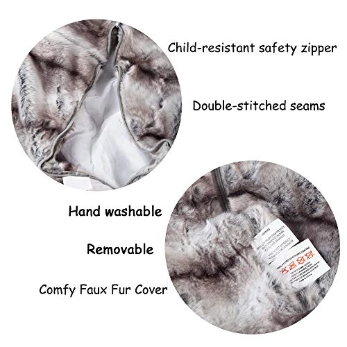 Faux Fur Bean Bag Chair Luxury And Comfy Big Beanless Bag Chairs Plush Furry Chair Soft Sofa Lounger For Adults And Kids,Sponge Filling, 3 Ft, Grey Streak Print 4 Faux Fur Bean Bag Chair Luxury And Comfy Big Beanless Bag Chairs Plush Furry Chair Soft Sofa Lounger For Adults And Kids,Sponge Filling, 3 Ft, Grey Streak Print - Image 4