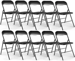 JAXPETY 10 Pack Plastic Folding Chair Foldable Chairs For Outdoor Indoor Commercial Events Wedding Party Chairs With Padded Seat, Black 15 JAXPETY 10 Pack Plastic Folding Chair Foldable Chairs For Outdoor Indoor Commercial Events Wedding Party Chairs With Padded Seat, Black -Amazon Basics Furniture Shop 51YCpei7PNL. AC