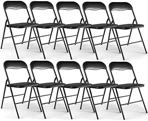 JAXPETY 10 Pack Plastic Folding Chair Foldable Chairs For Outdoor Indoor Commercial Events Wedding Party Chairs With Padded Seat, Black 7 JAXPETY 10 Pack Plastic Folding Chair Foldable Chairs For Outdoor Indoor Commercial Events Wedding Party Chairs With Padded Seat, Black - Image 7
