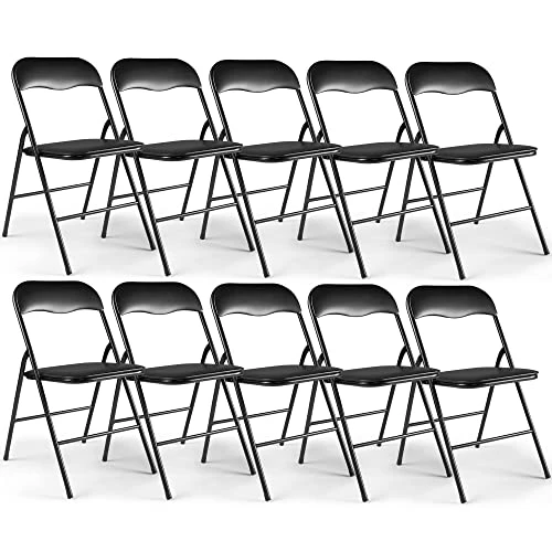 JAXPETY 10 Pack Plastic Folding Chair Foldable Chairs For Outdoor Indoor Commercial Events Wedding Party Chairs With Padded Seat, Black 1 JAXPETY 10 Pack Plastic Folding Chair Foldable Chairs For Outdoor Indoor Commercial Events Wedding Party Chairs With Padded Seat, Black
