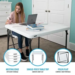 Lifetime 80783 37-Inch Commercial Grade Square Folding Card Table, White Granite -Amazon Basics Furniture Shop 51YE71fyojS