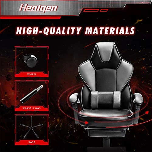 HEALGEN Gaming Chair With Footrest Gamer Chair With Massage Lumbar Support PU Leather Computer Chair Ergonomic Chair Video Game Chairs Gaming Chair For Adults 5 HEALGEN Gaming Chair With Footrest Gamer Chair With Massage Lumbar Support PU Leather Computer Chair Ergonomic Chair Video Game Chairs Gaming Chair For Adults - Image 5
