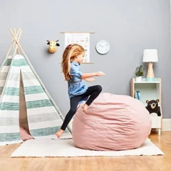 Big Joe Fuf Medium Foam Filled Bean Bag Chair With Removable Cover, Desert Rose Lenox, 3ft Big