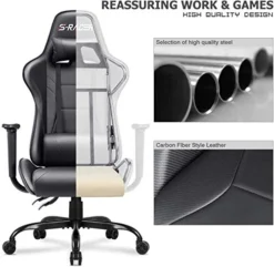 Homall Gaming Chair Computer Office High Back Leather Gamer Desk Chair Ergonomic Adjustable Swivel Racing Chair With Headrest And Lumbar Support (Black) -Amazon Basics Furniture Shop 51ZTDcCIPDL