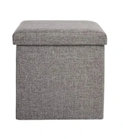 Zuvo Ottoman Storage Foldable Fabric Stool Chair And Box, 38 Cm Length X 38 Cm Width X 38 Cm Height, Grey