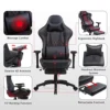 Dowinx Gaming Chair Ergonomic Racing Style Recliner With Massage Lumbar Support,4D Armrests Game Chair For Computer PU Leather With Retractable Footrest Black