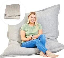 Room & Bloom Bag ONLY - No Filling 'New Model' Super Bean Bags (6ft X 4.5ft) Beautiful Faux Linen Fabric Giant Bean Bag Chair For Adults For Kids For The Whole Family Large Chairs Bags Big Large XL -Amazon Basics Furniture Shop 51bY5YenXL. AC