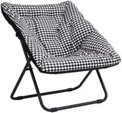 Tiita Saucer Chair, Soft Faux Fur Oversized Folding Accent Chair, Soft Furry Lounge Lazy Chair, Metal Frame Moon Chair For Bedroom, Living Room, Dorm Rooms, Garden And Courtyard -Amazon Basics Furniture Shop 51cA3DqmZcL. AC