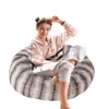 Dporticus Bean Bag Chair, Memory Foam Filling Sofa With Furry Fur Plush Cover, For Adults And Kids 3 Ft, Crepe Print