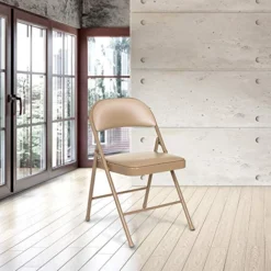 OEF Furnishings (4 Pack) Vinyl Padded Steel Folding Chairs, Beige -Amazon Basics Furniture Shop 51cKldRrI0L