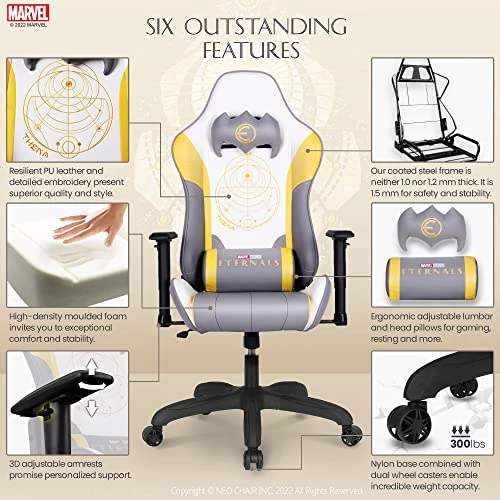 Marvel Eternals Gaming Chair Desk Office Computer Racing Chairs - Adults Gamer Ergonomic Game Reclining High Back Support Racer Leather (Thena) 2 Marvel Eternals Gaming Chair Desk Office Computer Racing Chairs - Adults Gamer Ergonomic Game Reclining High Back Support Racer Leather (Thena) - Image 2