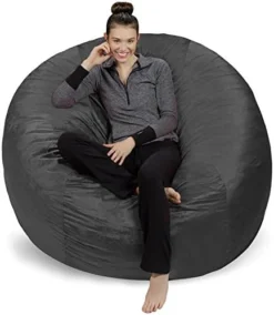 Sofa Sack - Plush Ultra Soft Bean Bags Chairs For Kids, Teens, Adults - Memory Foam Beanless Bag Chair With Microsuede Cover - Foam Filled Furniture For Dorm Room - Black 6' -Amazon Basics Furniture Shop 51cmXiRQ68L. AC