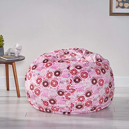 Christopher Knight Home Jerome Modern 3 Foot Fabric Bean Bag, Donut Print And Pink 2 Christopher Knight Home Jerome Modern 3 Foot Fabric Bean Bag, Donut Print And Pink - Image 2