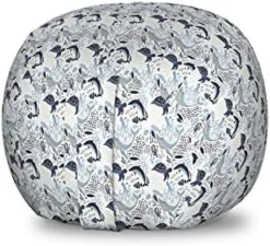 Ambesonne Nautical Storage Toy Bag Chair, Frock Of Frolicking Sharks And Fish Herds Diving Wildlife Exotic Deep Sea Ocean, Stuffed Animal Organizer Washable Bag, Small Size, Blue -Amazon Basics Furniture Shop 51dnAO3iMxL. AC