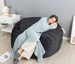 WhatsBedding Bean Bag Chairs For Adults Filled With Memory Foam, Large Bean Bag Sofa, Furniture Bag With Soft Dutch Velvet Cover,Black, 3 FT 9 WhatsBedding Bean Bag Chairs For Adults Filled With Memory Foam, Large Bean Bag Sofa, Furniture Bag With Soft Dutch Velvet Cover,Black, 3 FT -Amazon Basics Furniture Shop 51dpwggrrQL