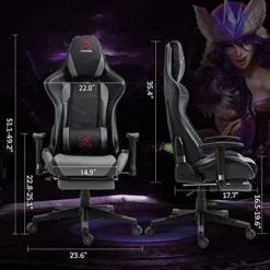 WQSLHX Gaming Chair With Massage And Footrest, Swivel Reclinable Gamer Chair With Armrest, Height Adjustable Computer Chair, Racing Style Office Game Chair For Adults, Gray 11 WQSLHX Gaming Chair With Massage And Footrest, Swivel Reclinable Gamer Chair With Armrest, Height Adjustable Computer Chair, Racing Style Office Game Chair For Adults, Gray -Amazon Basics Furniture Shop 51dxQ9IzNuL