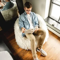 Big Joe Milano Bean Bag Chair, Ivory Shag Fur, 2.5ft -Amazon Basics Furniture Shop 51e6V5PAk8L