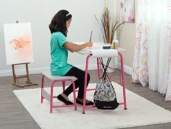 SD Studio Designs Project Center, 55125 Craft Table Play Desk With Bench, Pink