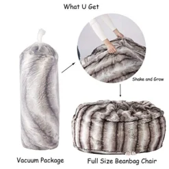 Faux Fur Bean Bag Chair Luxury And Comfy Big Beanless Bag Chairs Plush Furry Chair Soft Sofa Lounger For Adults And Kids,Sponge Filling, 3 Ft, Grey Streak Print 9 Faux Fur Bean Bag Chair Luxury And Comfy Big Beanless Bag Chairs Plush Furry Chair Soft Sofa Lounger For Adults And Kids,Sponge Filling, 3 Ft, Grey Streak Print -Amazon Basics Furniture Shop 51fPi4eOmwL