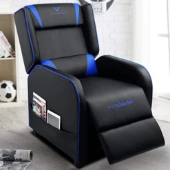 VITESSE VIT Gaming Recliner Chair Racing Style Single PU Leather Sofa Modern Living Room Recliners Ergonomic Comfortable Home Theater Seating, Blue. -Amazon Basics Furniture Shop 51fgMLstK5L. AC