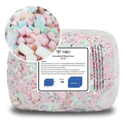 N&V Shredded Foam Filling Bean Bag Refill Safe And Healthy High Density Foam Odorless And Allergen Free Perfect Stuffing For Bean Bags, Plush, Pillows, Dog Beds, Cushions And Crafts. (20 Pound)