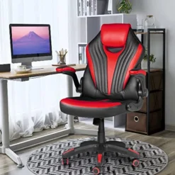 MUZII Gaming Chair, Gamer Chairs For Adults, Video Game Chairs, Swivel Computer Chair With Adjustable Height, Comfortable Office Desk Chair With Wheels, Racing Gaming Chair For Adults Teens, Red -Amazon Basics Furniture Shop 51gCMrqyjIL