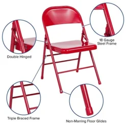 Flash Furniture 2 Pack HERCULES Series Triple Braced & Double Hinged Red Metal Folding Chair 18 Flash Furniture 2 Pack HERCULES Series Triple Braced & Double Hinged Red Metal Folding Chair -Amazon Basics Furniture Shop 51gkd3MnnLL