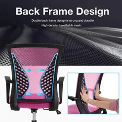 Vnewone Desk Computer Mesh Executive Task Rolling Gaming Swivel Modern Adjustable With Mid Back Lumbar Support Armrest For Home Women Men,Pink -Amazon Basics Furniture Shop 51gtzk9CkpL