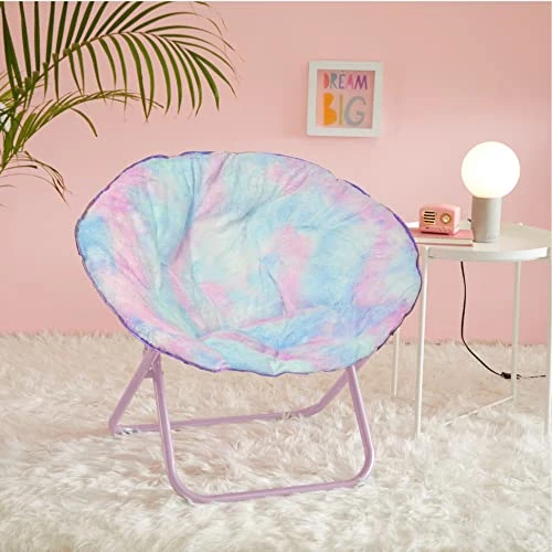Urban Shop Faux Fur Foldable Saucer Chair, Rainbow 2 Urban Shop Faux Fur Foldable Saucer Chair, Rainbow - Image 2