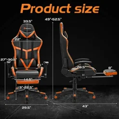 Goplus Gaming Chair, Massage Office Chair Computer Gaming Racing Chair, High Back PU Leather Adjustable Ergonomic Reclining PC Game Chair, Rolling Swivel Executive Chair With Footrest (Orange) 14 Goplus Gaming Chair, Massage Office Chair Computer Gaming Racing Chair, High Back PU Leather Adjustable Ergonomic Reclining PC Game Chair, Rolling Swivel Executive Chair With Footrest (Orange) -Amazon Basics Furniture Shop 51hevZhWp5L