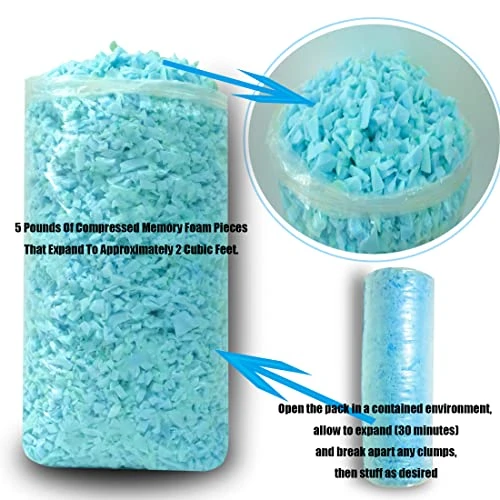 BOXIN 5LB Blue Shredded Memory Foam Filling For Bean Bag Filler Foam Refill Pillow Dog Beds Chairs Cushions And Arts Crafts, Added Gel Particles,Soft And Great For Stuffing 2 BOXIN 5LB Blue Shredded Memory Foam Filling For Bean Bag Filler Foam Refill Pillow Dog Beds Chairs Cushions And Arts Crafts, Added Gel Particles,Soft And Great For Stuffing - Image 2