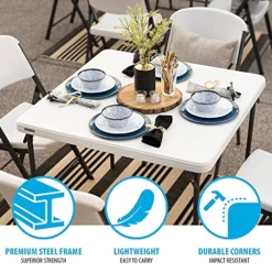Lifetime 80783 37-Inch Commercial Grade Square Folding Card Table, White Granite -Amazon Basics Furniture Shop 51hlSXvjTpS