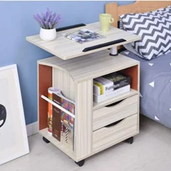 WYKDD Rolling Sofa Side Snack Table Portable Laptop Computer Desk Stand With Wheels, Height Adjustable Mobile TV Breakfast Tray Bedside -Amazon Basics Furniture Shop 51iYLcI0upL