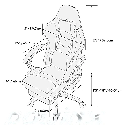 Dowinx Gaming Chair Ergonomic Racing Style Recliner With Massage Lumbar Support, Office Armchair For Computer PU Leather E-Sports Gamer Chairs With Retractable Footrest (Black&Blue) 4 Dowinx Gaming Chair Ergonomic Racing Style Recliner With Massage Lumbar Support, Office Armchair For Computer PU Leather E-Sports Gamer Chairs With Retractable Footrest (Black&Blue) - Image 4