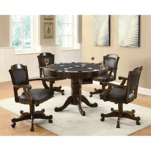 Turk 3-in-1 Round Pedestal Game Table Tobacco 1 Turk 3-in-1 Round Pedestal Game Table Tobacco