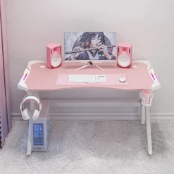 GUIZHOU E-sports Game Table, Girl Pink Home Ergonomic Modern Minimalist Style Notebook Computer Study Table, Home Table, Large Monitor Stand Table (60 * 80CM)